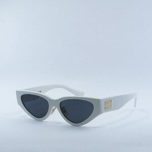 Miu Miu MU03ZS 1425S0 Sunglasses White Cat Eye Frame, Dark Grey Lenses